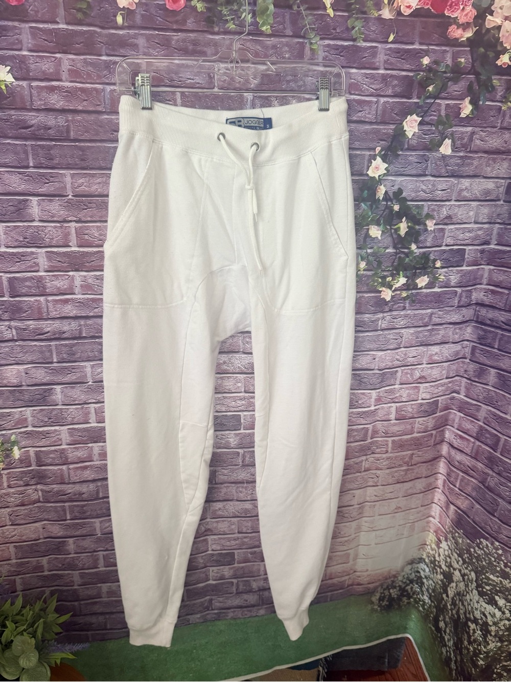Classic White Men's Jogger Sweatpants hip hop style urban M SB